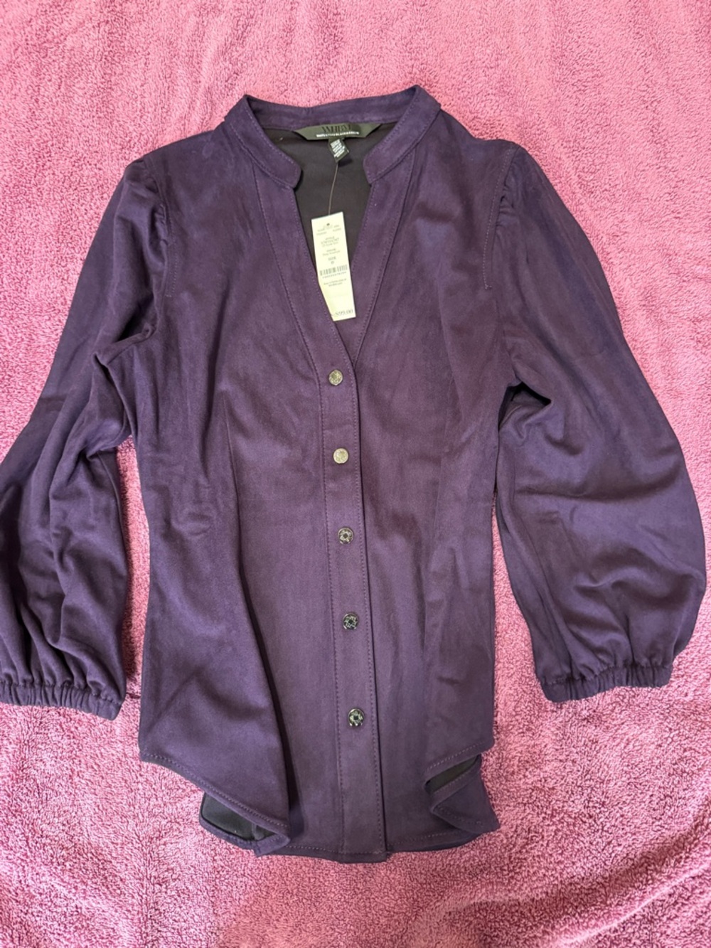White House Black Market Deep Purple Button-Front Blouse